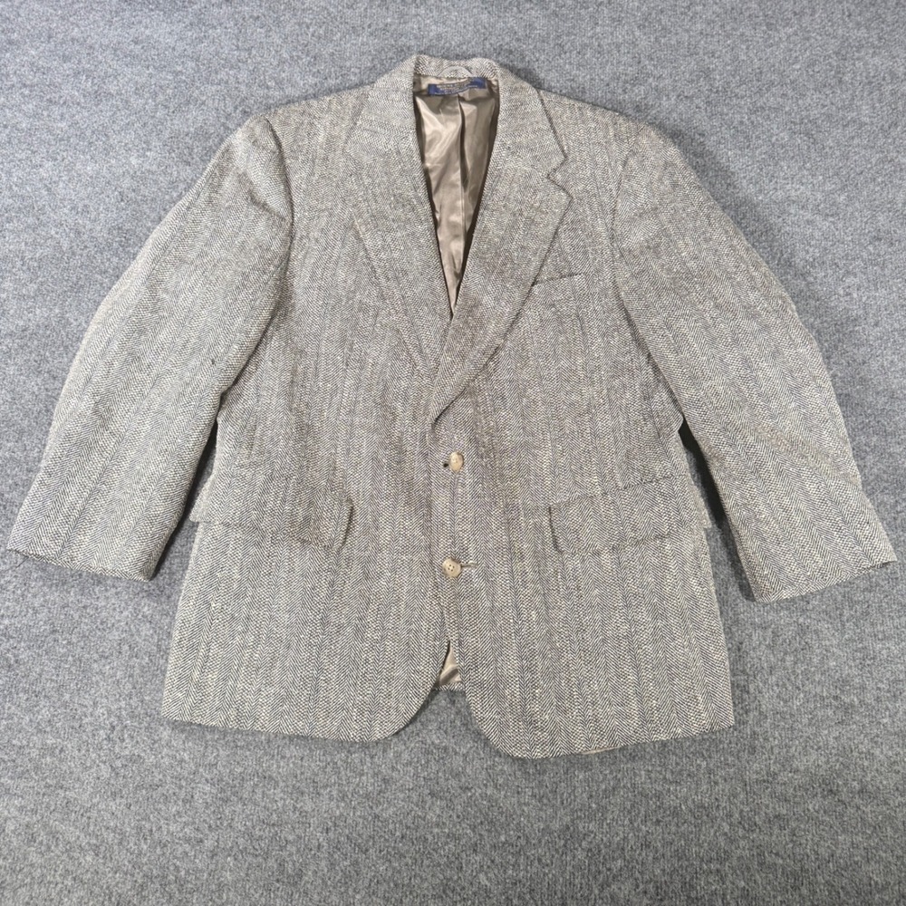 Brooks Brothers Tweed Herringbone Blazer Sport Coat  Wool USA Made Mens 42R 44R